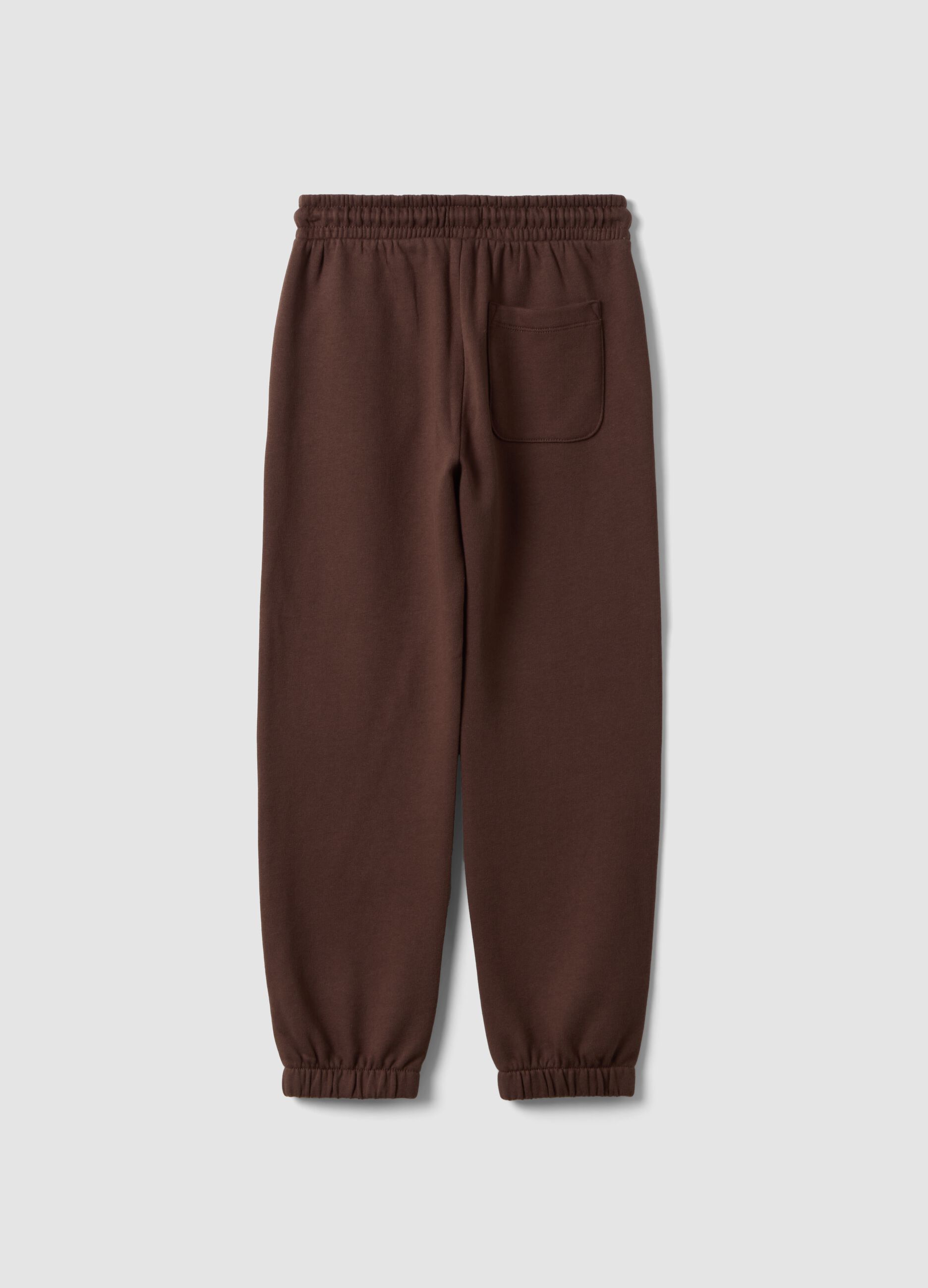 Pantaloni jogger marroni in puro cotone regular fit