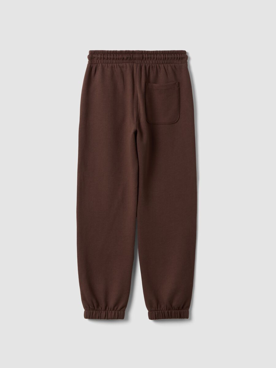 Brown regular-fit pure cotton jogger trousers_1