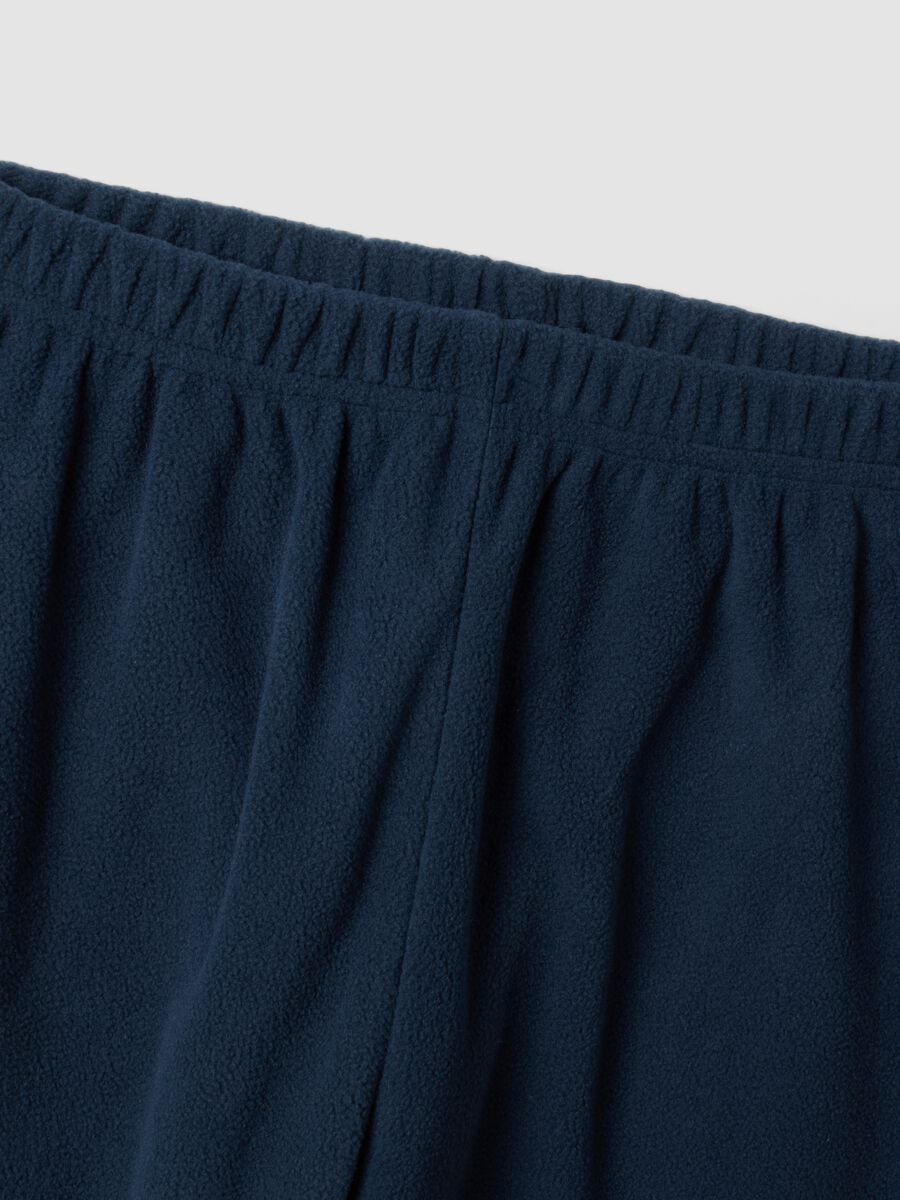 Blue crew-neck fleece pyjamas with long trousers, regular fit_2