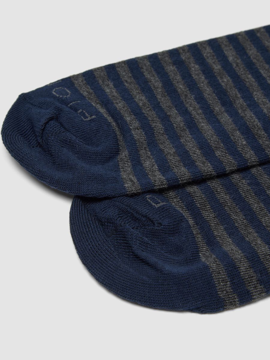 Two-pack of navy and grey marl long socks in stretch cotton_2