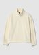 White stretch top with Henley collar_0