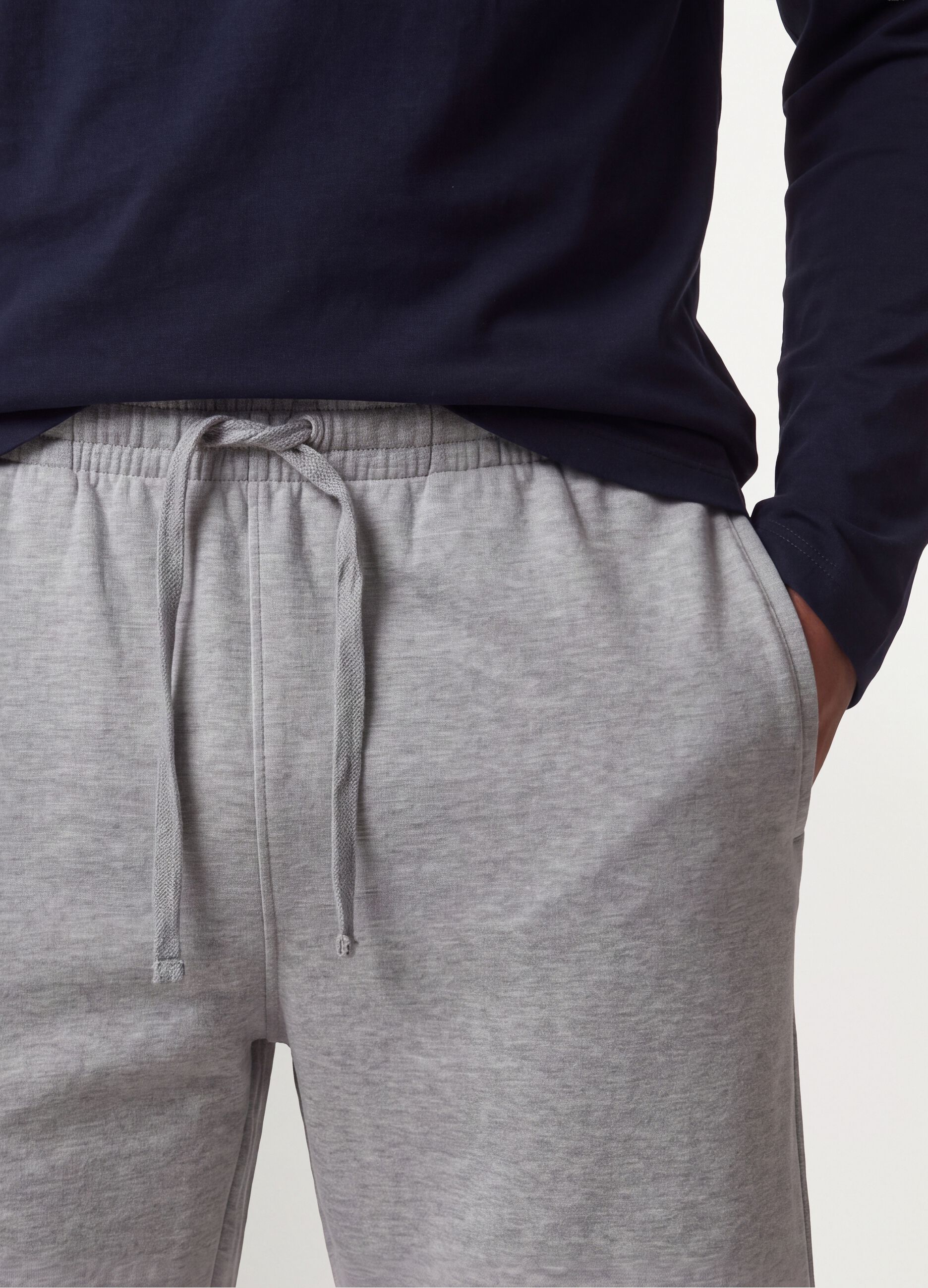 Grey cotton-blend shorts with elasticated waistband, regular fit