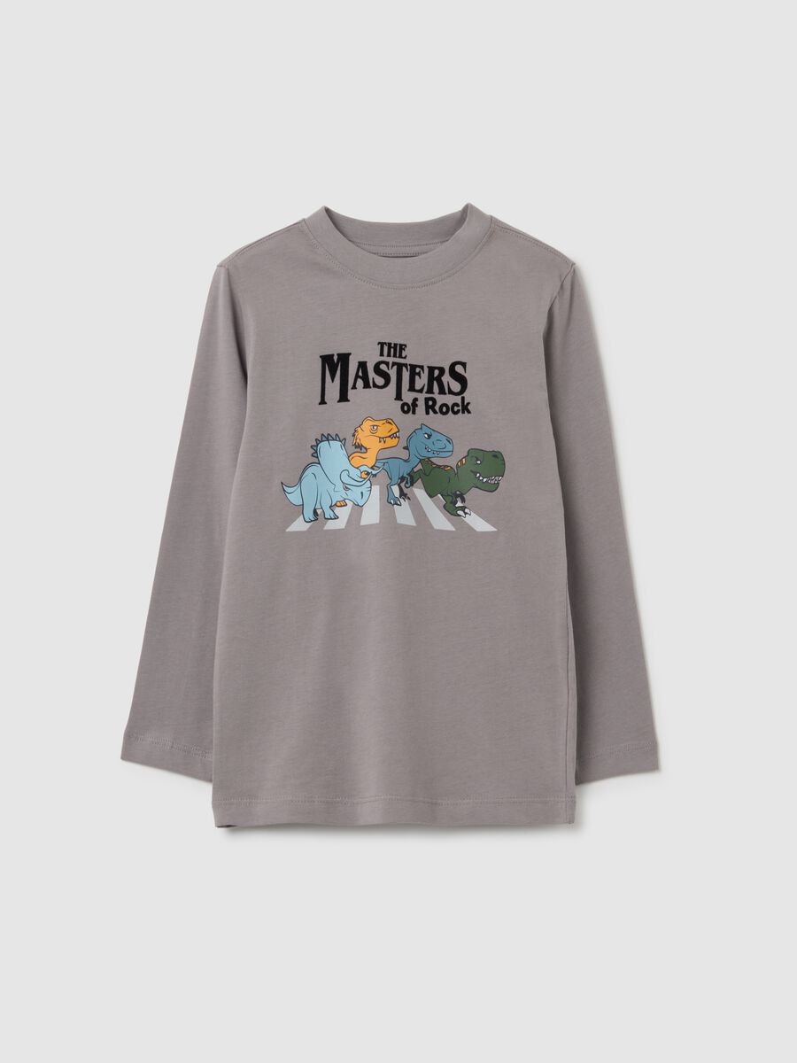 Grey regular fit cotton children's t-shirt with print_0