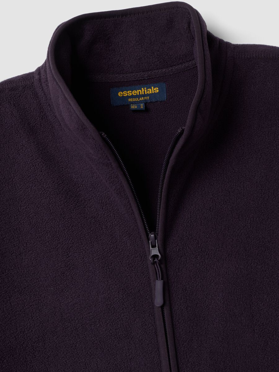 Felpa viola in pile con colletto regular fit_1