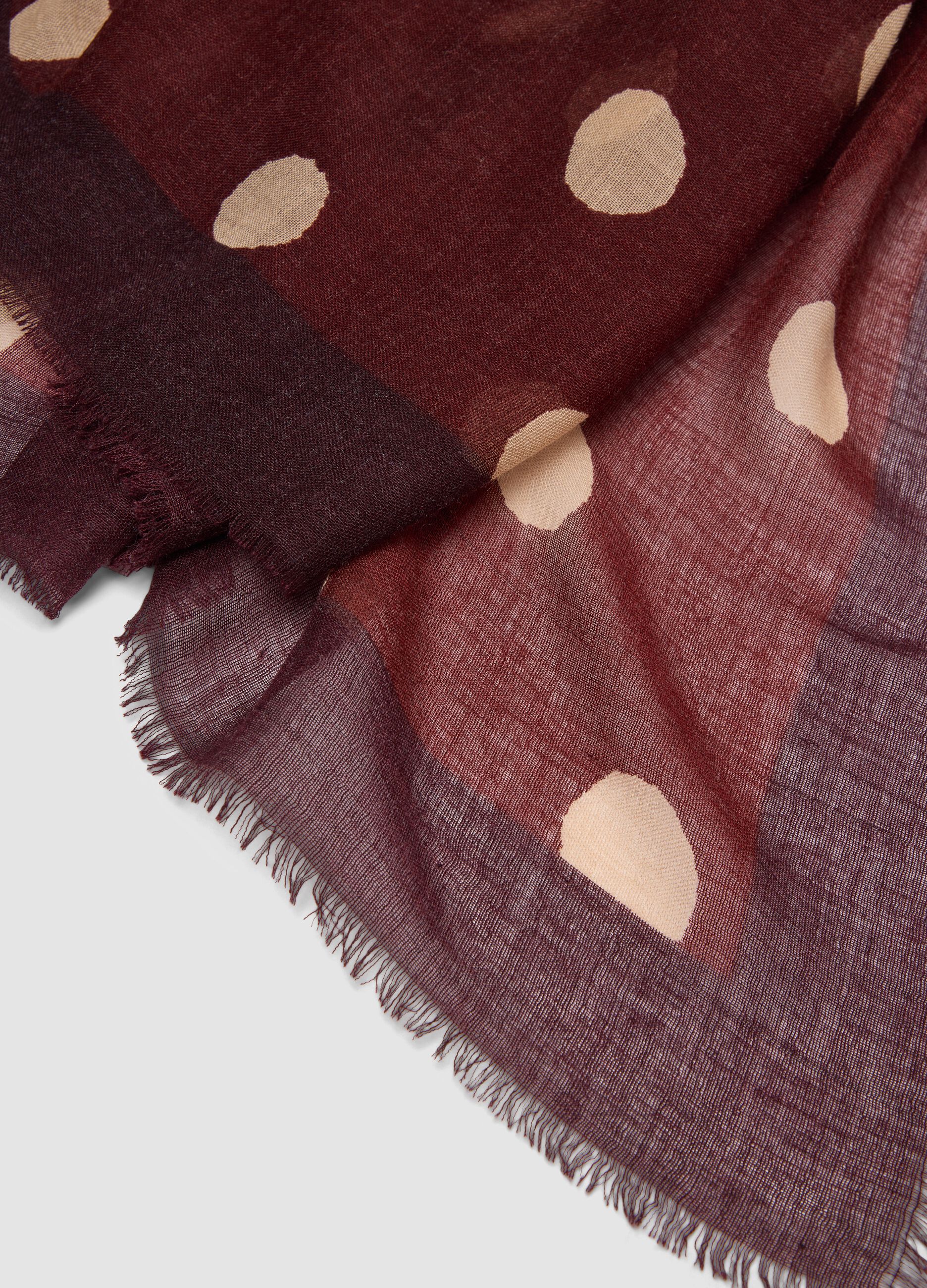 Brown polka-dot wool-blend scarf
