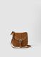Borsa a tracolla marrone in vera pelle con borchie_0