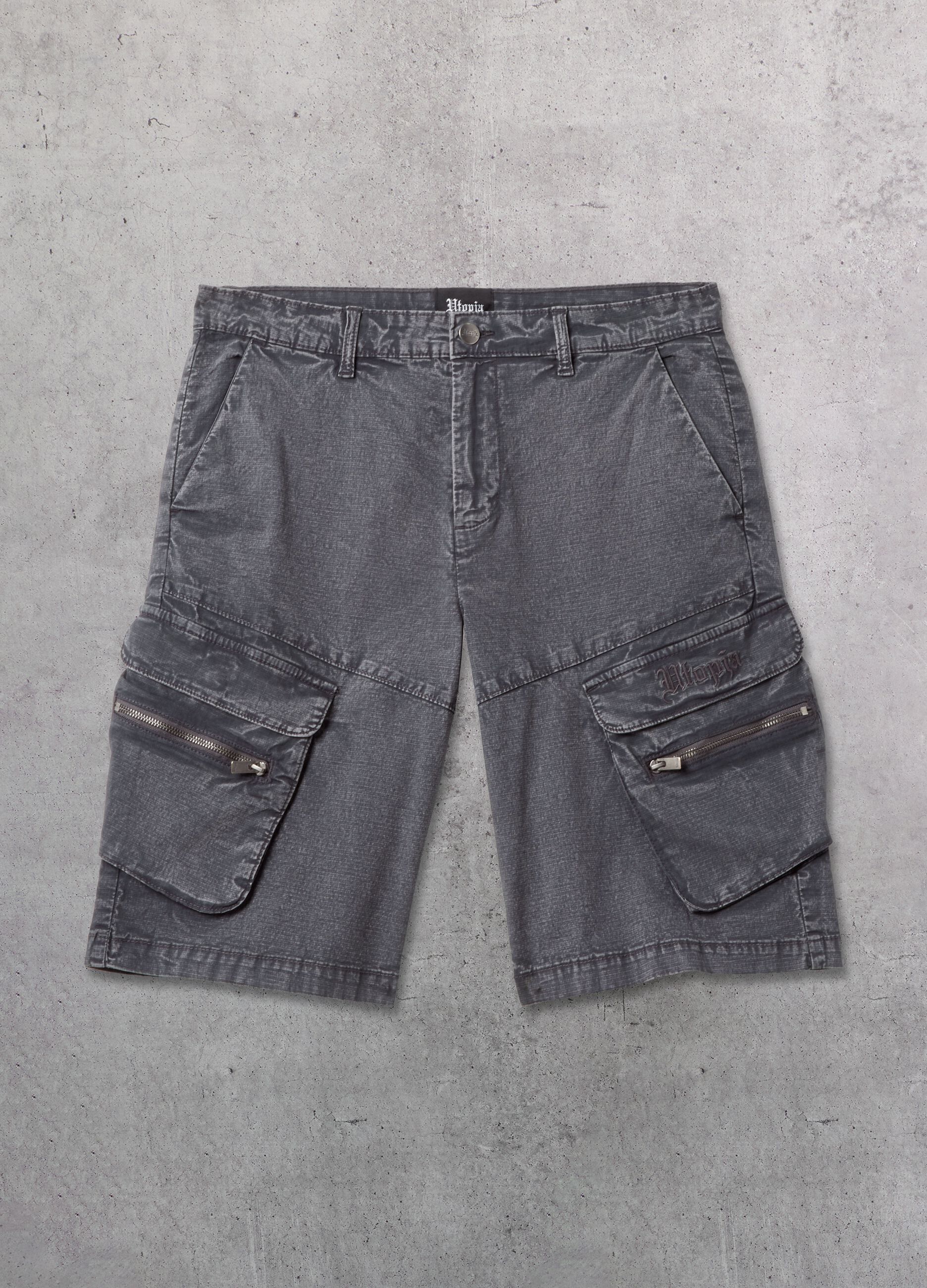 Washed Grey Cargo Shorts