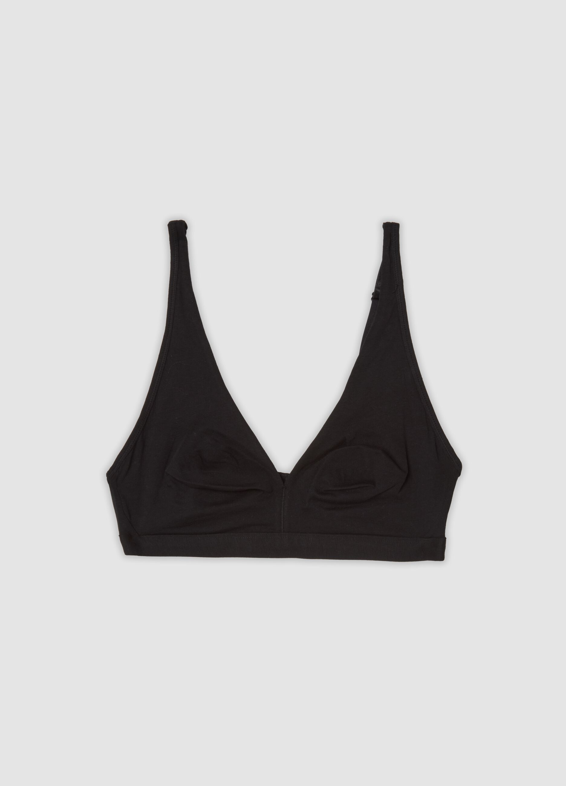 Reggiseno nero in cotone organico elasticizzato a triangolo