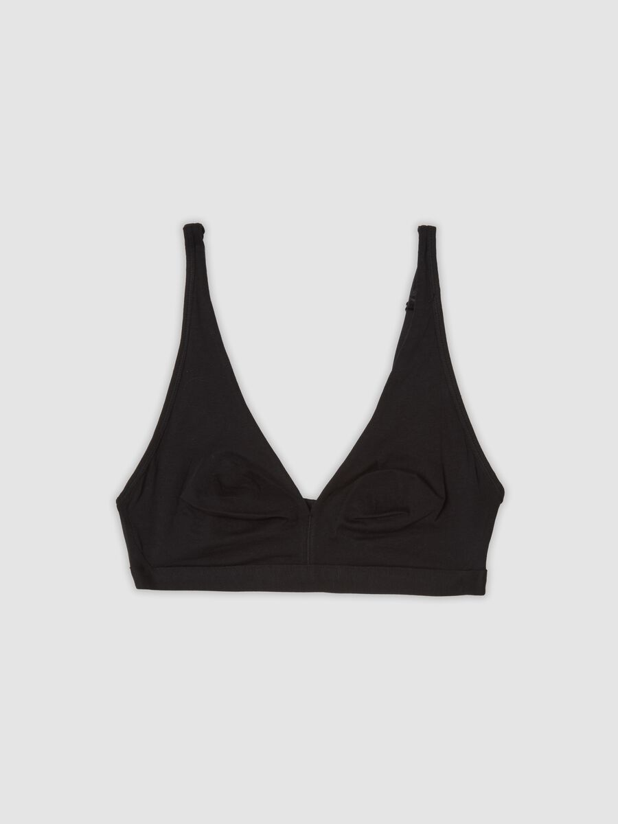 Reggiseno nero in cotone organico elasticizzato a triangolo_0