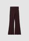 Brown ribbed pure cotton flared leggings_2
