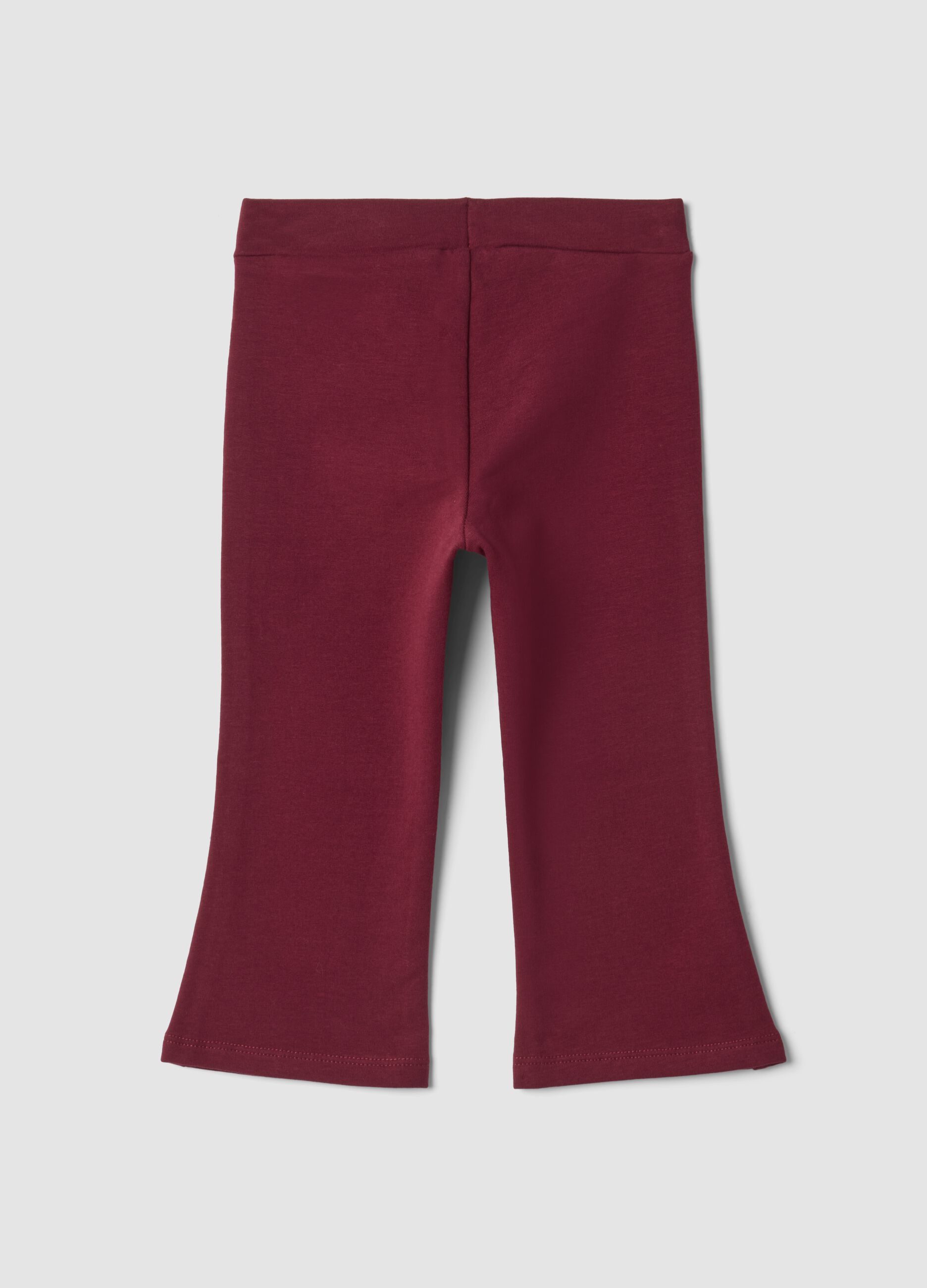 Red flared leggings in stretchy organic cotton