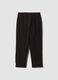 Brown ribbed regular-fit stretch cotton trousers_1