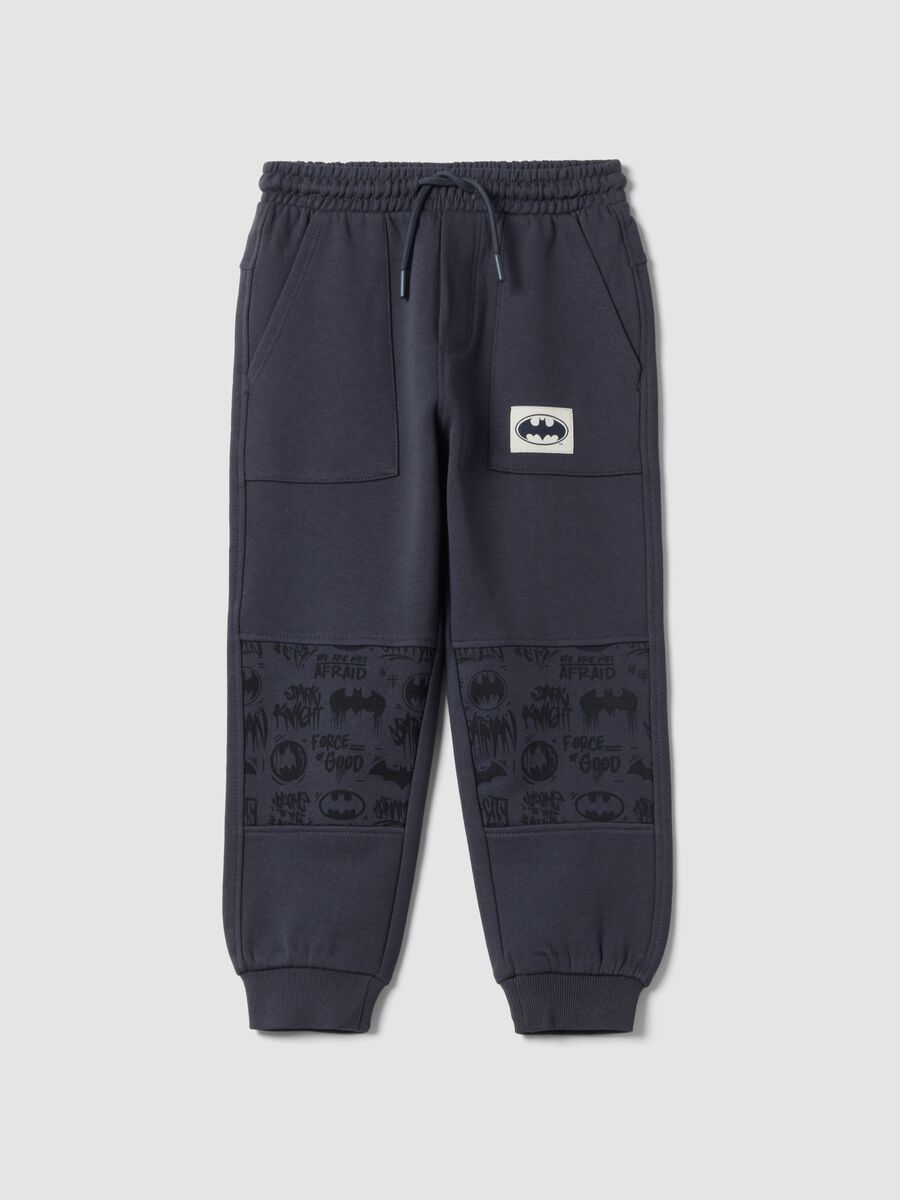 Pantaloni jogger grigi in puro cotone con stampa Batman_0