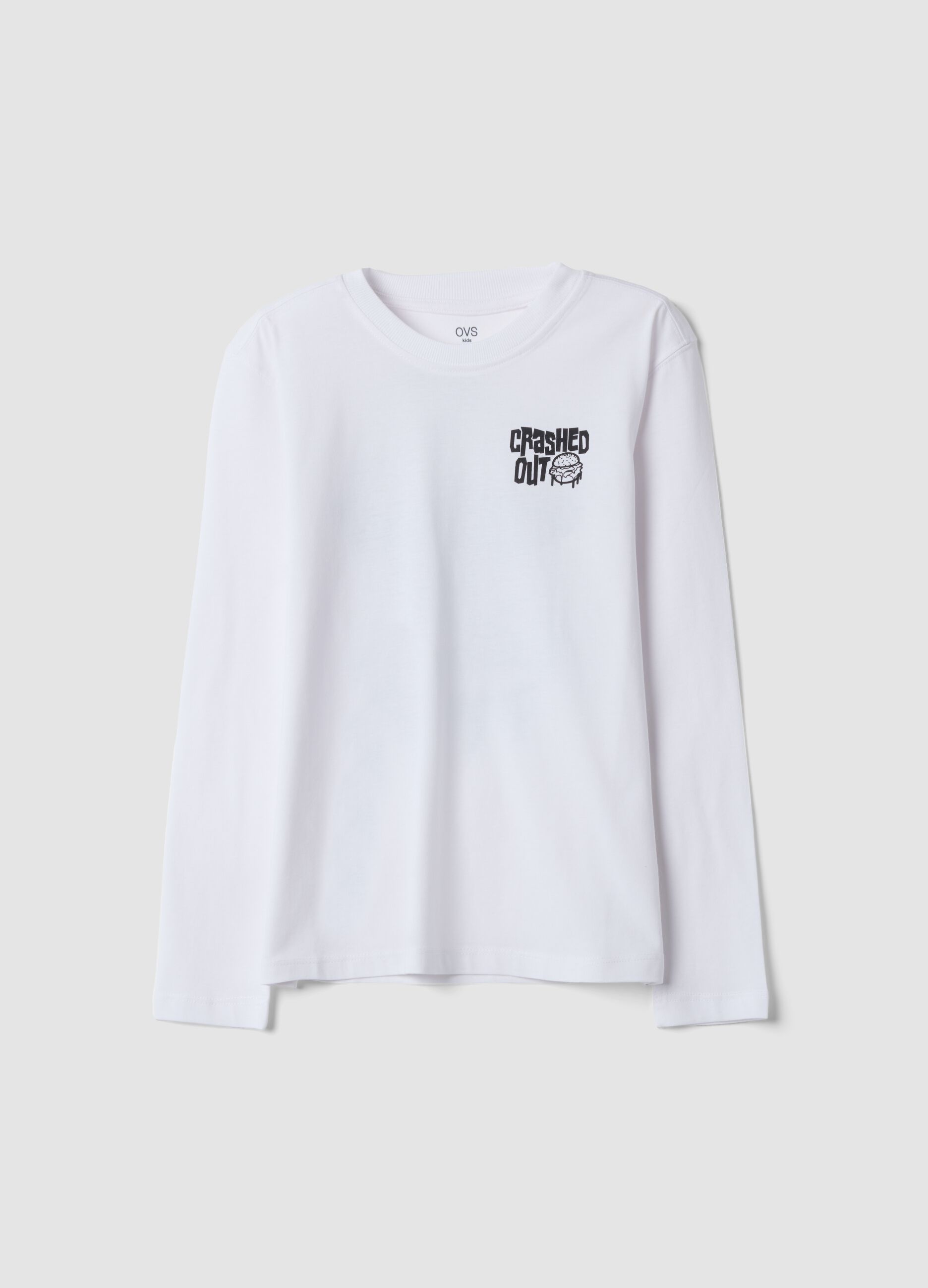 White organic cotton relaxed-fit T-shirt with print