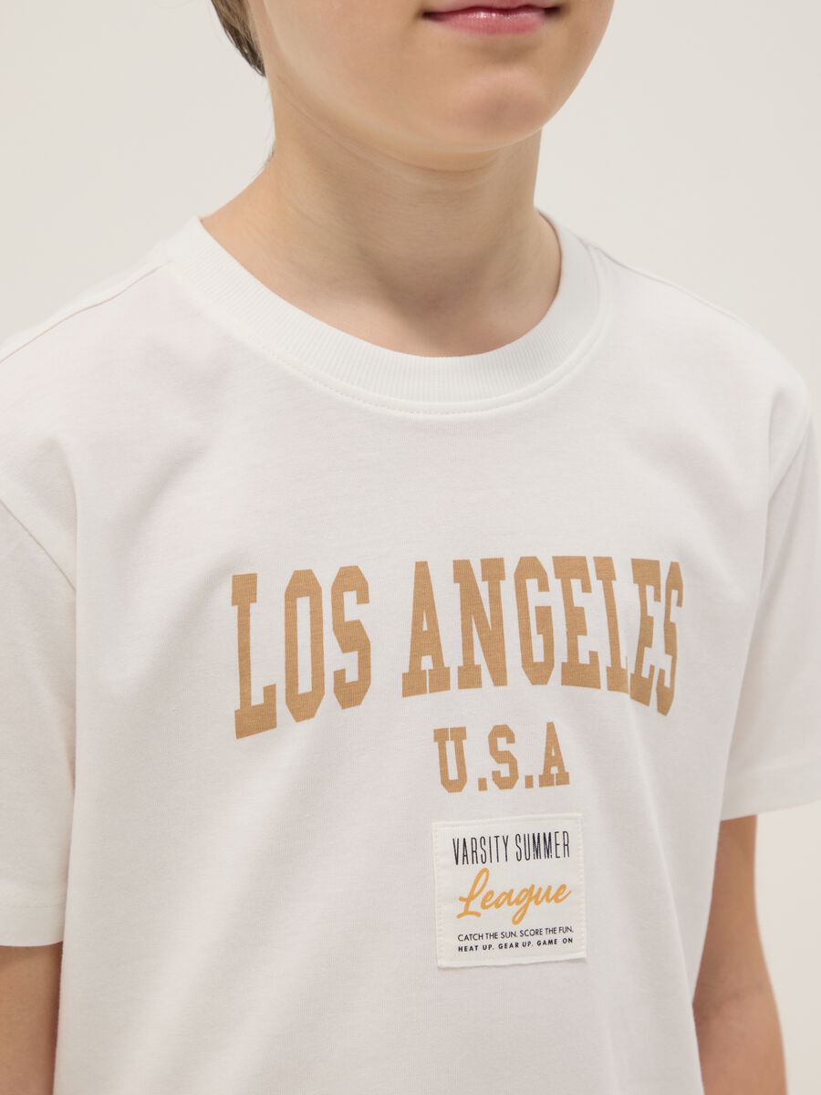 White pure cotton boy's t-shirt regular fit with print_2
