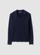 Blue long-sleeve pure cotton polo shirt_4