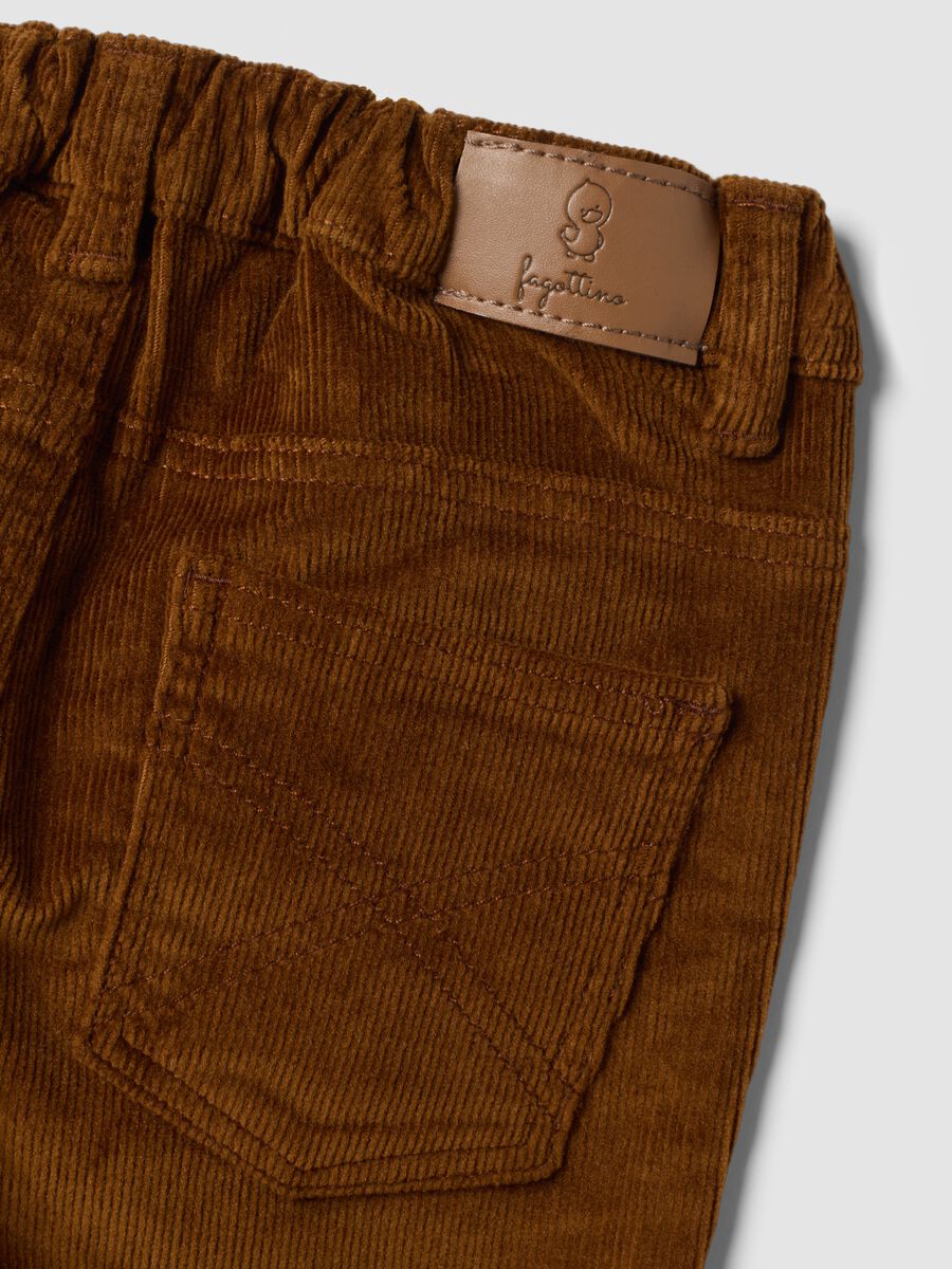 Brown ribbed stretch cotton trousers_3