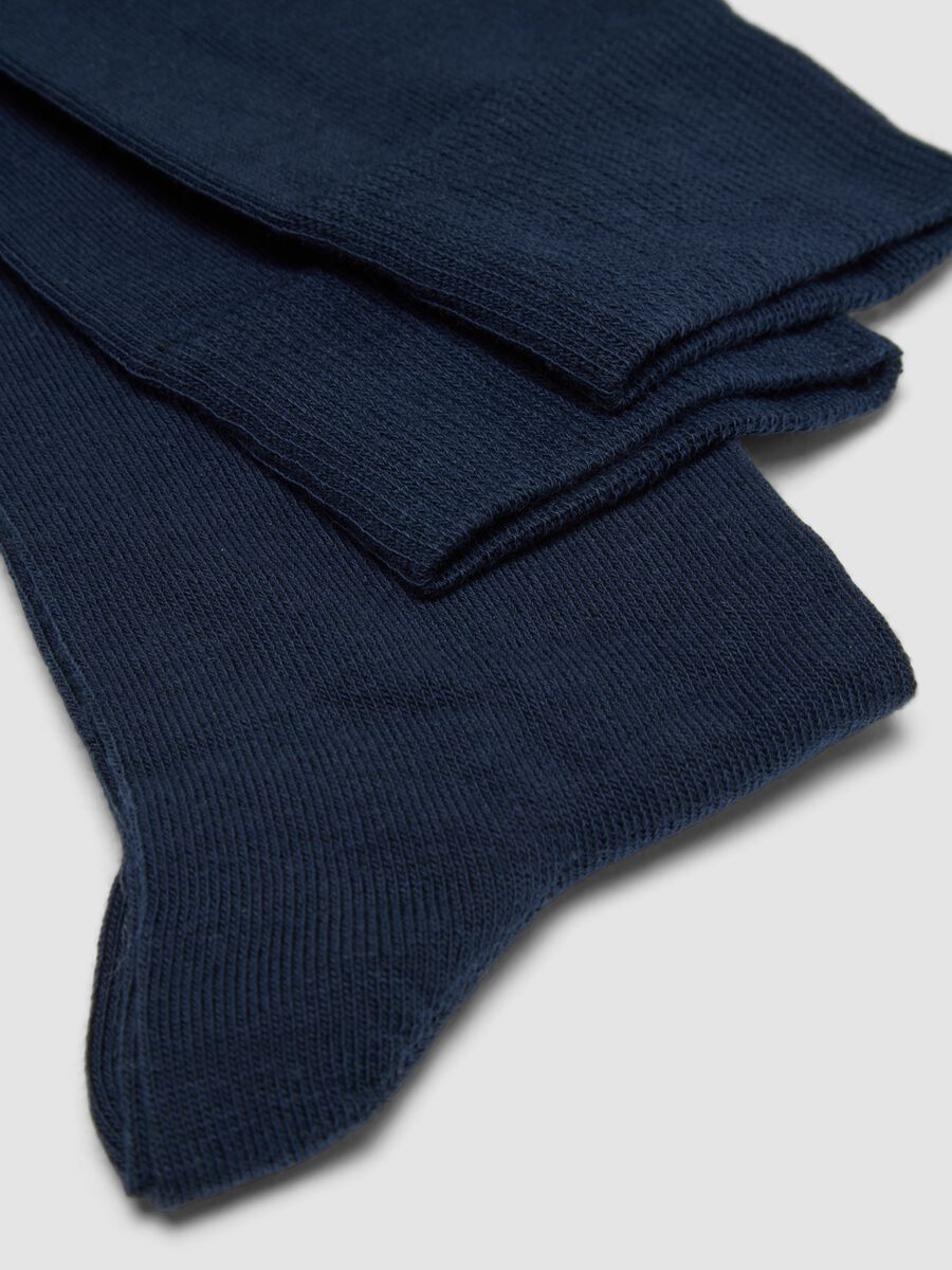 Two-pack of navy and grey marl long socks in stretch cotton_1