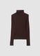 Brown ribbed viscose-blend turtleneck jumper_0