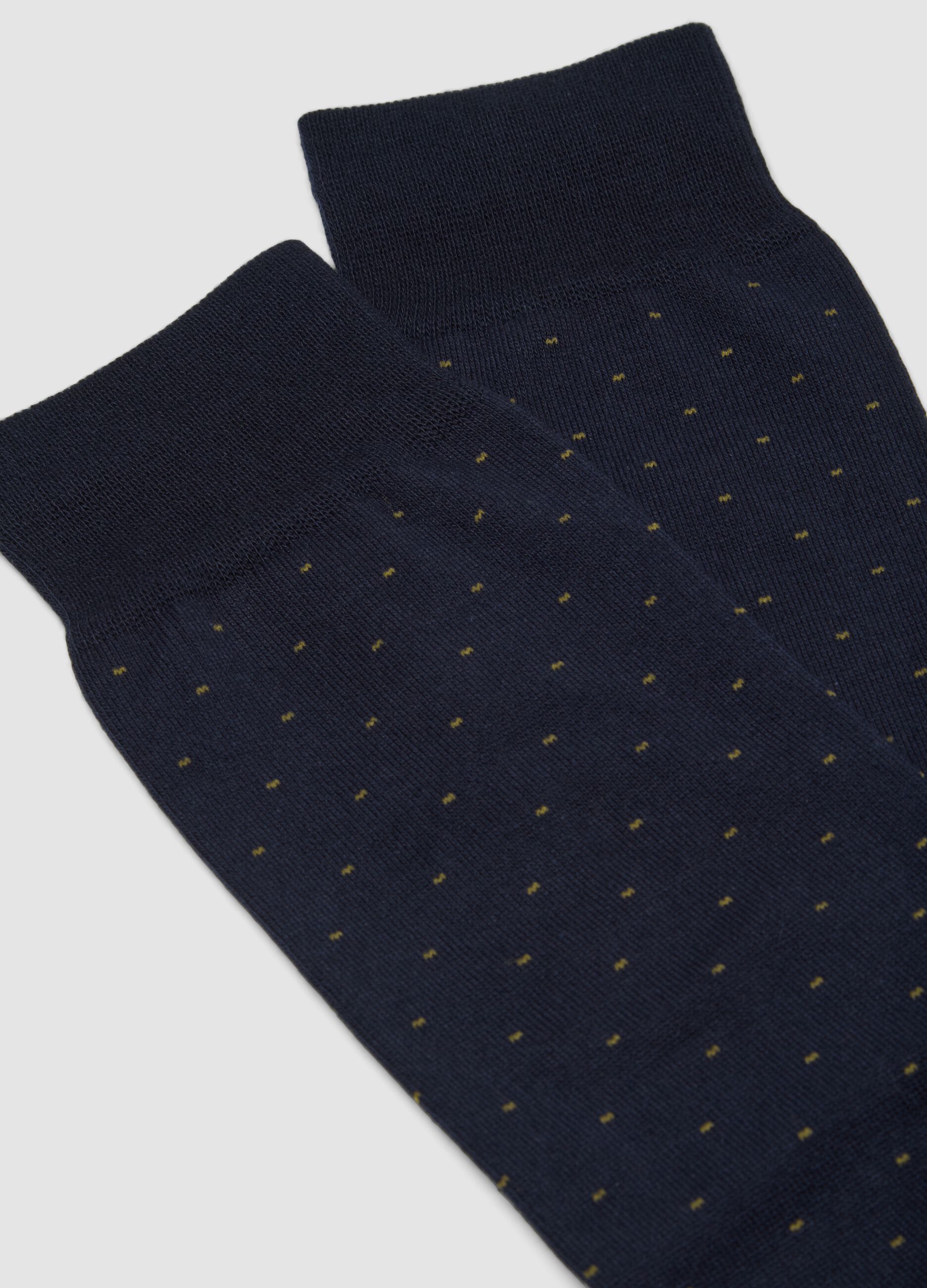 Navy blue long socks in stretch cotton