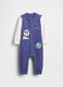 Blue cotton blend romper for newborn_0