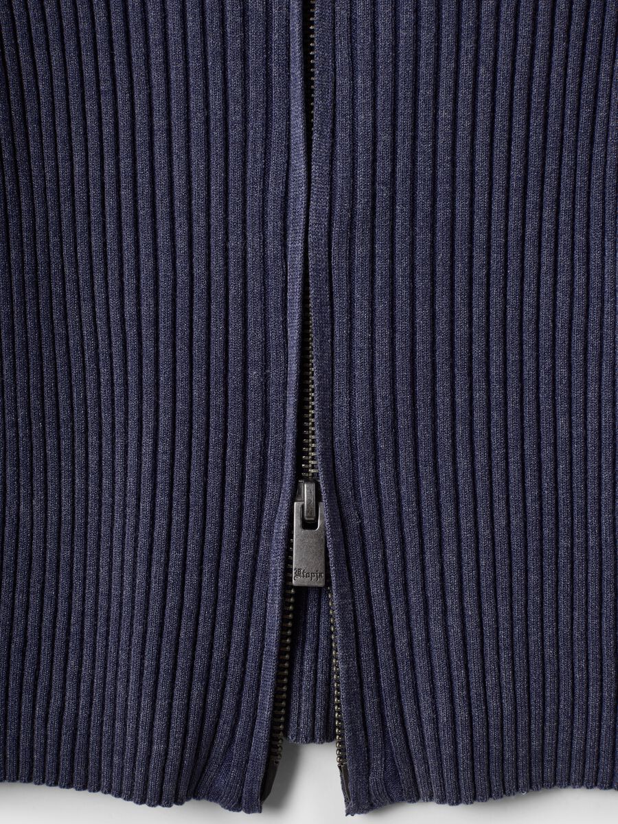 Twilight Blue Full-Zip Ribbed Knit_6