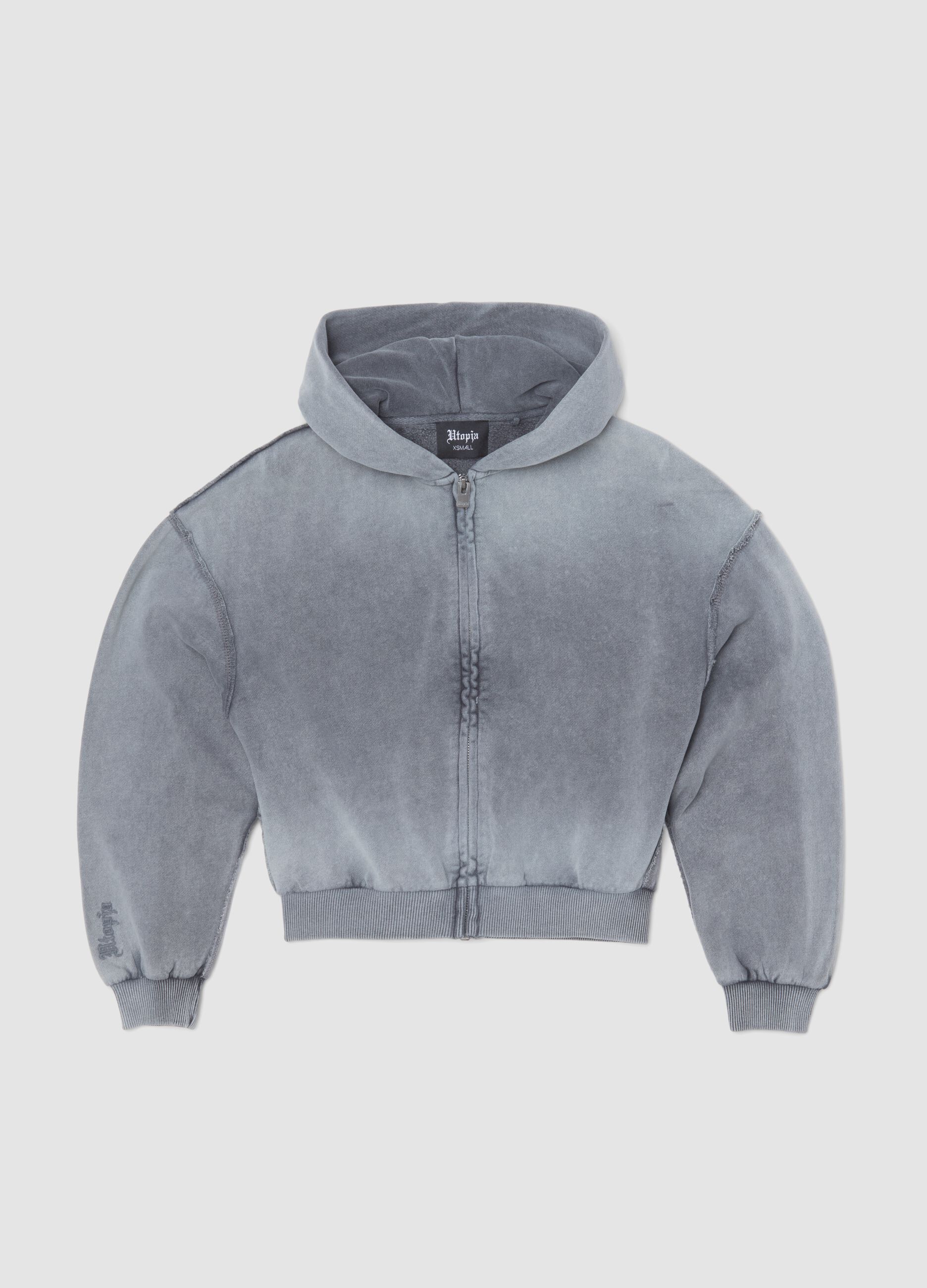 هودي Sunfaded بسحّاب كامل باللون الرمادي Vintage Grey