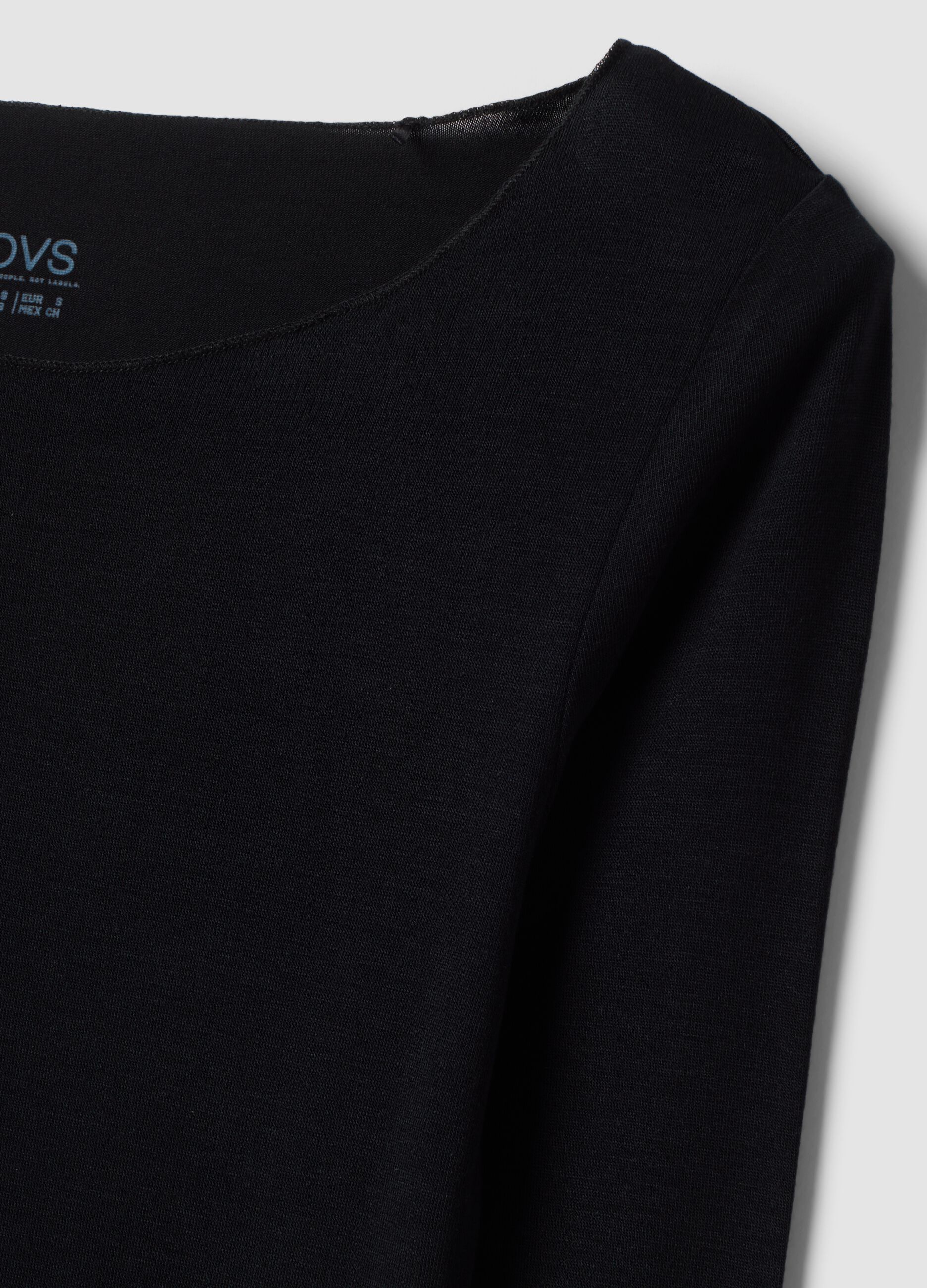 Black stretch modal crew-neck T-shirt, regular fit