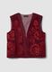 Gilet rosso in puro cotone con ricami floreali_4