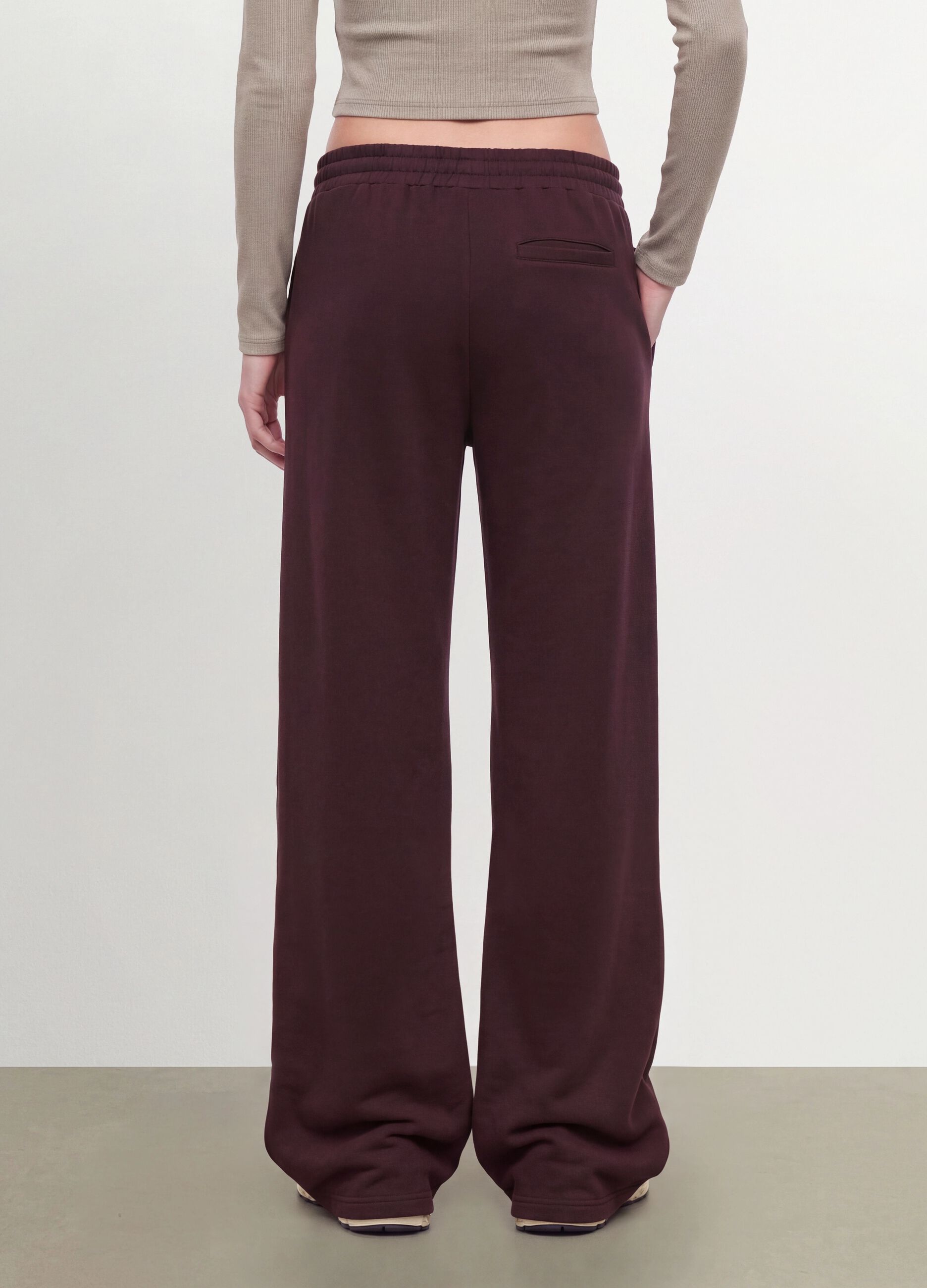 Pantaloni viola wide leg in modal elasticizzato con coulisse