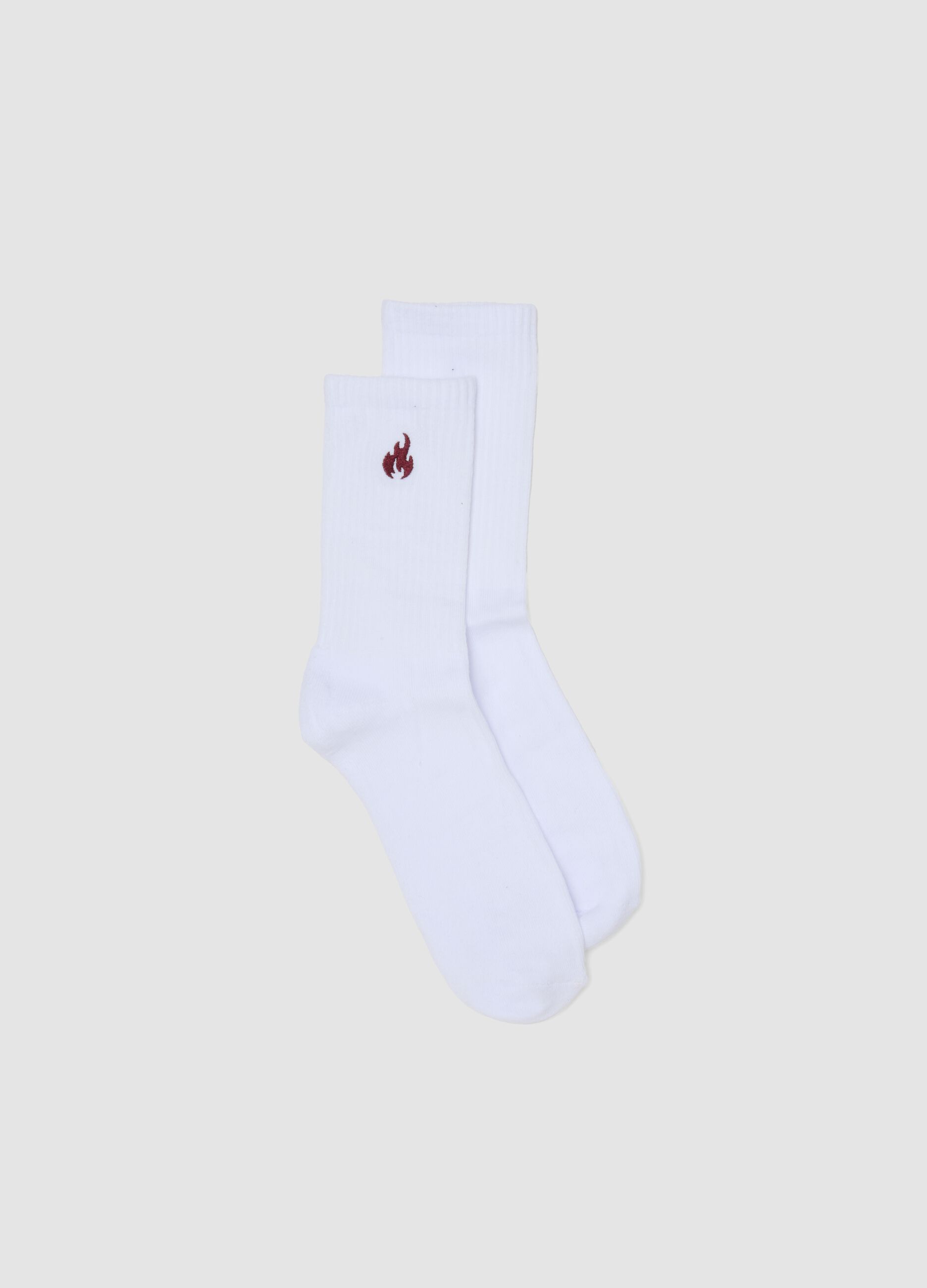 White stretch cotton sports socks with embroidered logo
