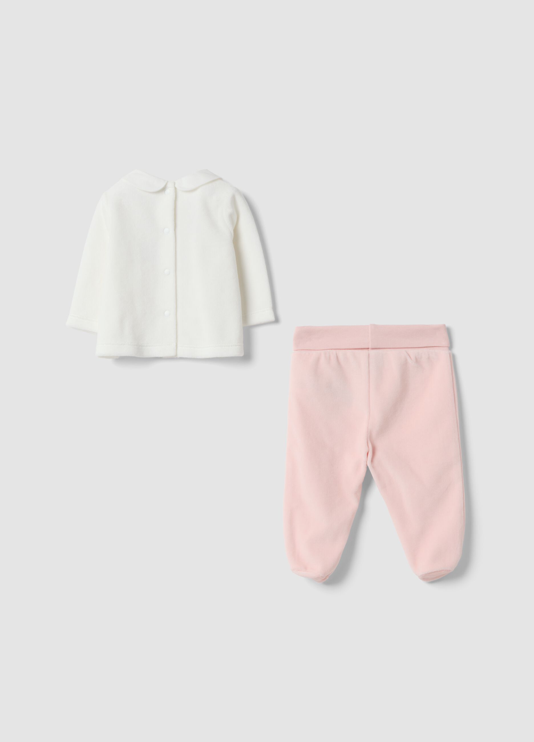 Pink and white organic cotton-blend set