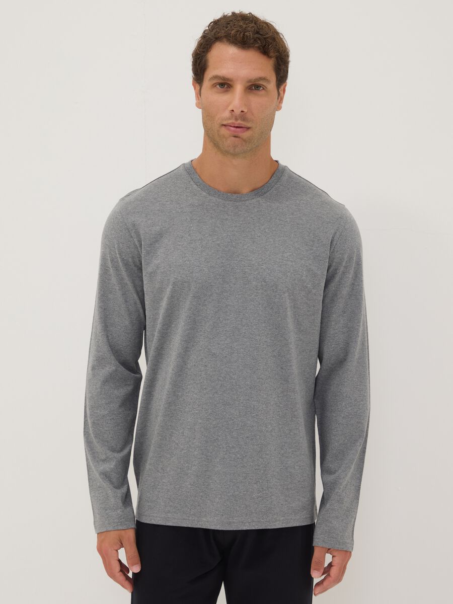 Grey organic cotton pyjamas with long-sleeved top_1