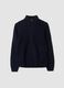Navy rib-knit zip cardigan with collar, regular fit_4
