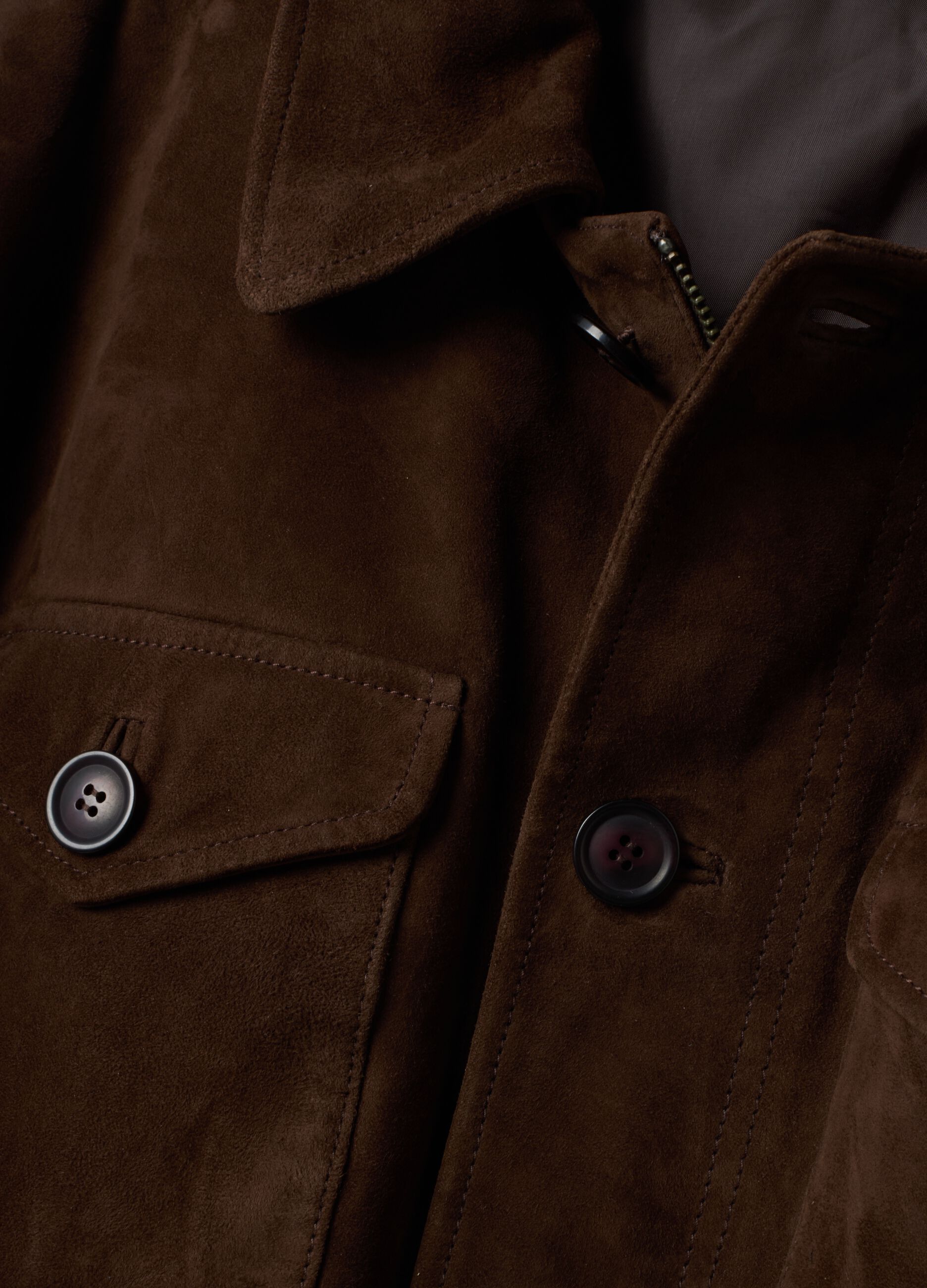 Brown padded genuine leather jacket