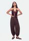 Brown baggy-fit trousers with elasticated hems_0