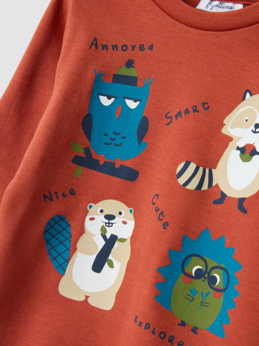 Orange organic cotton T-shirt with animal print_2
