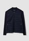 Blue pure cotton zip jacket with knitted sleeves, regular fit_4