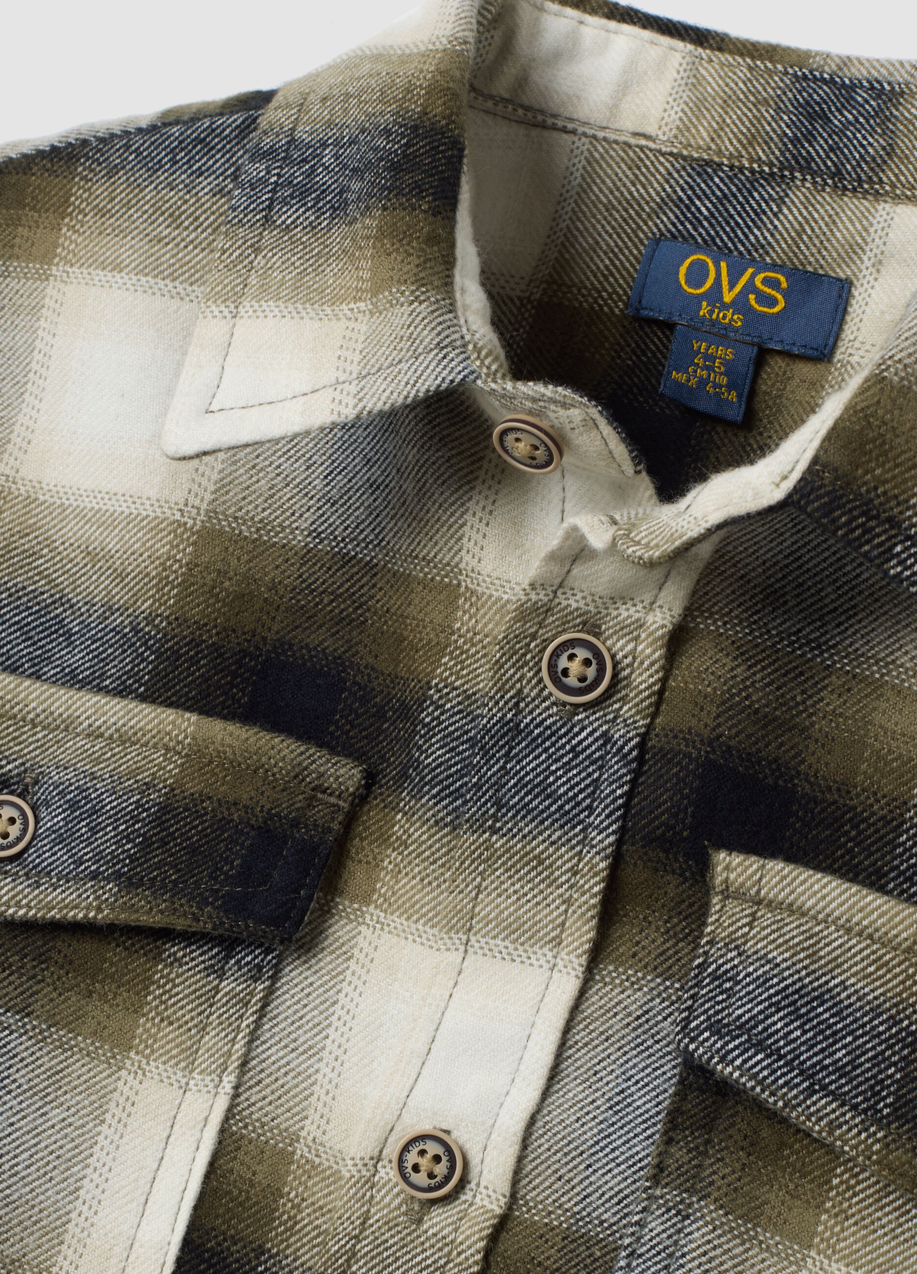 Camicia multicolor a quadri in puro cotone twill over fit