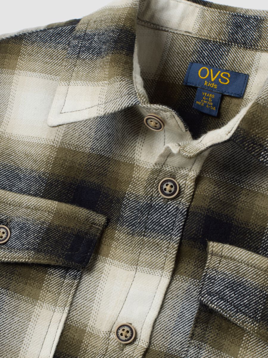 Multicolour checked pure cotton twill oversized shirt_3