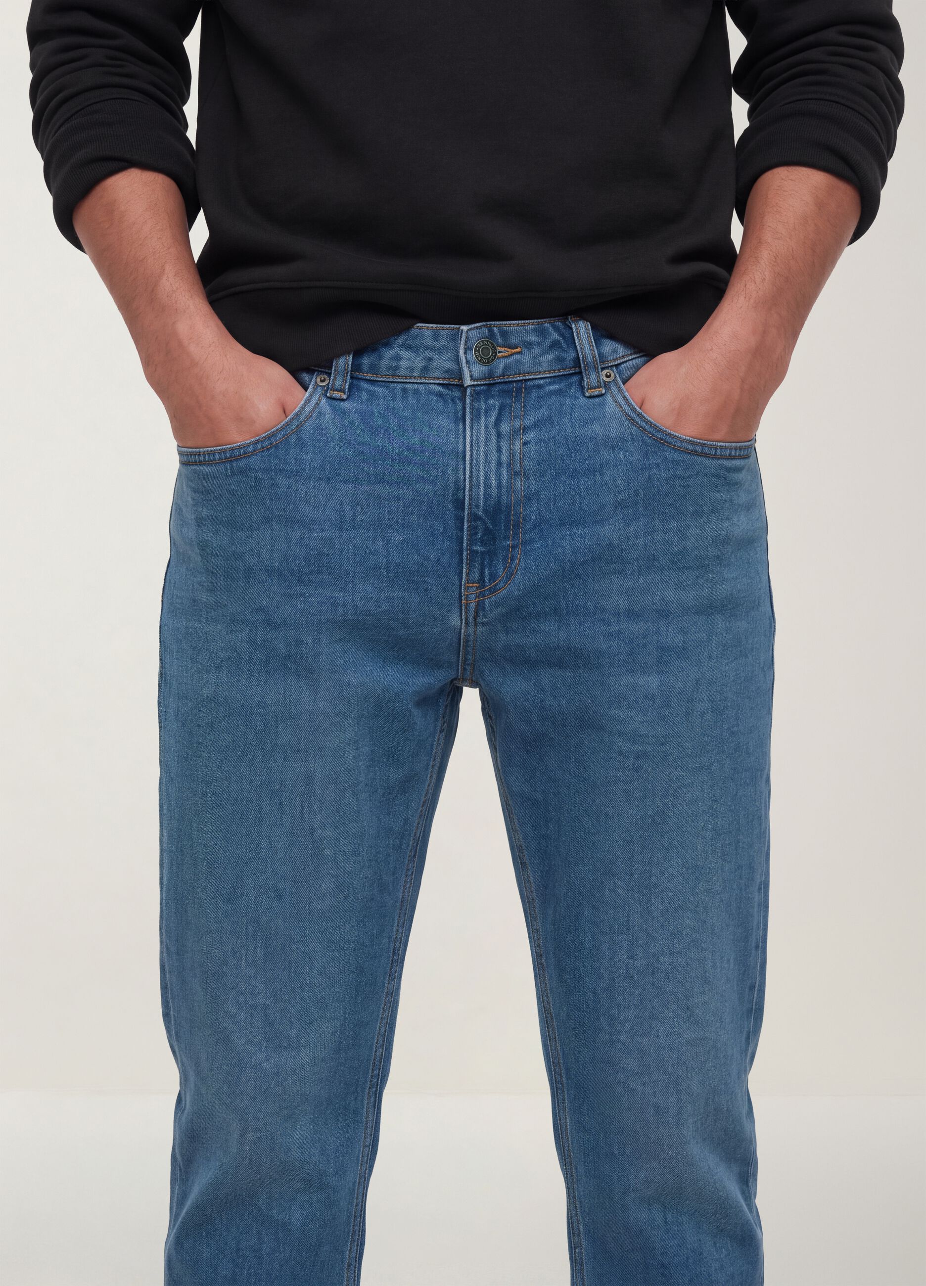 Light blue slim-fit cotton and viscose blend jeans