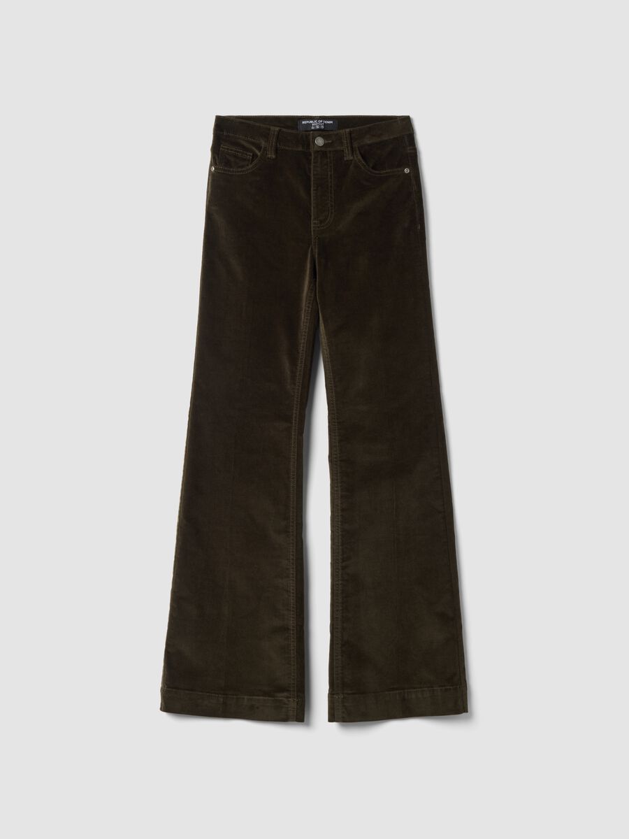 Green bootcut stretch-cotton jeans_0