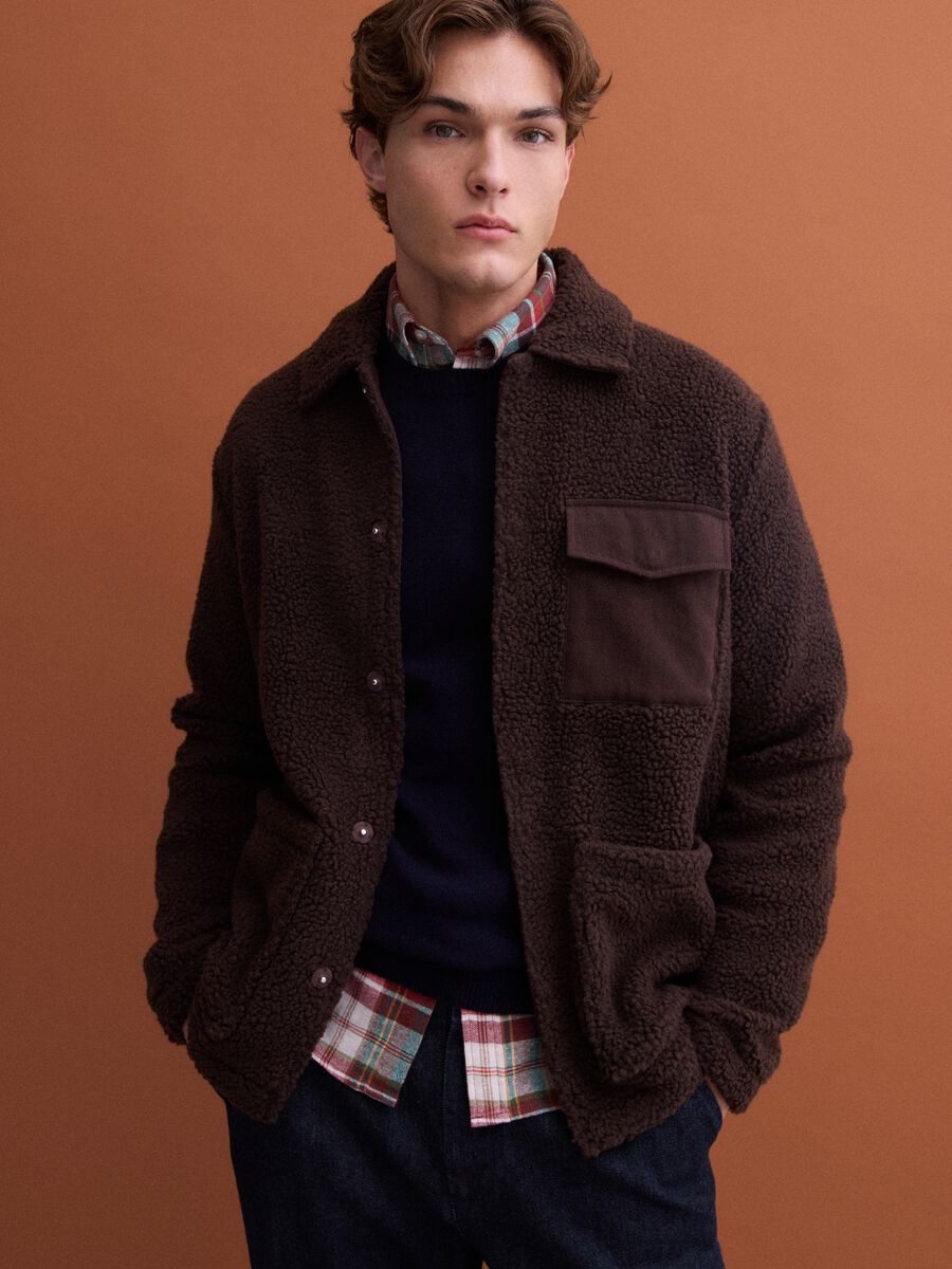 Brown regular-fit sweatshirt with collar_0