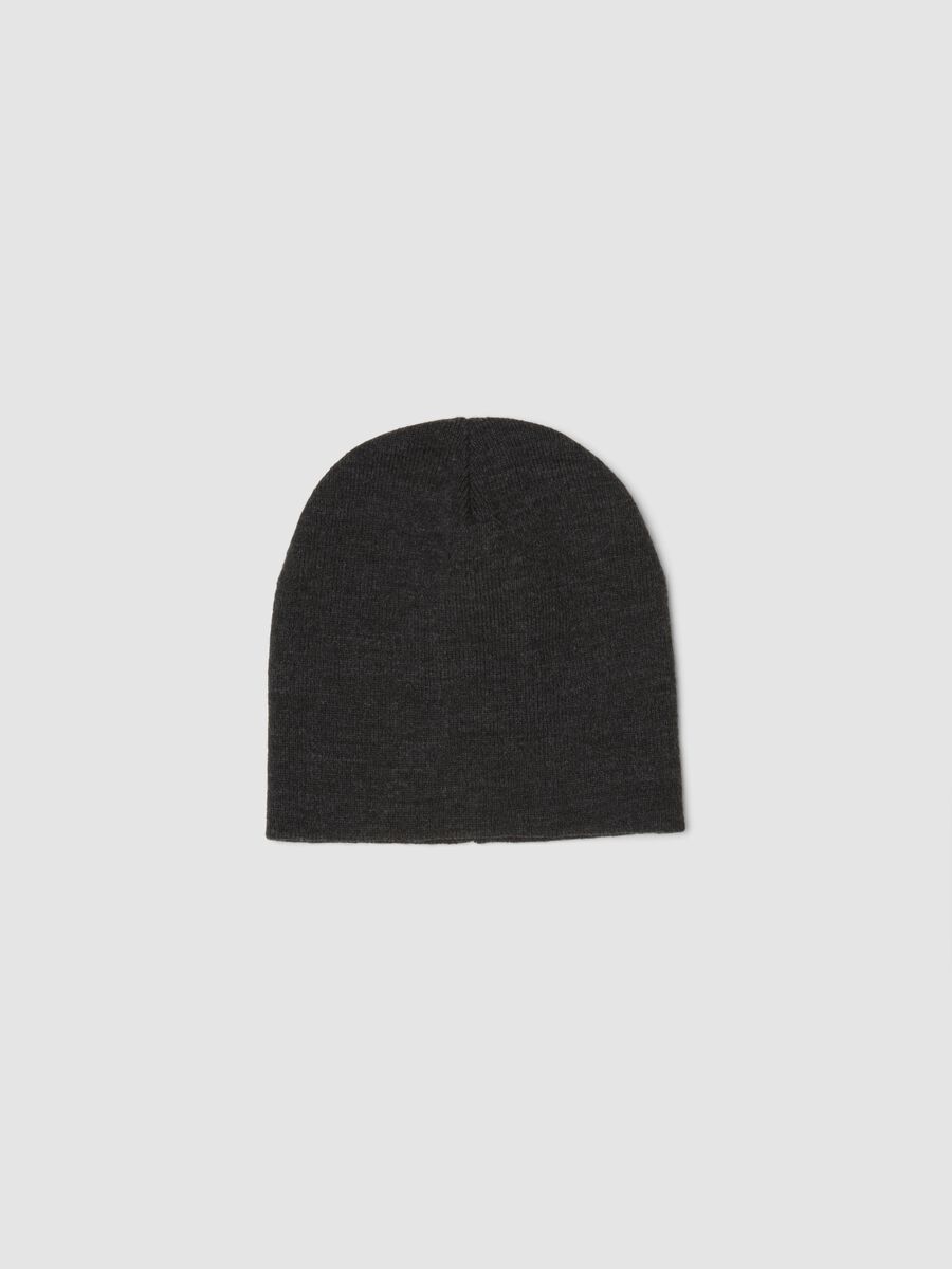 Dark grey jersey knit beanie_0