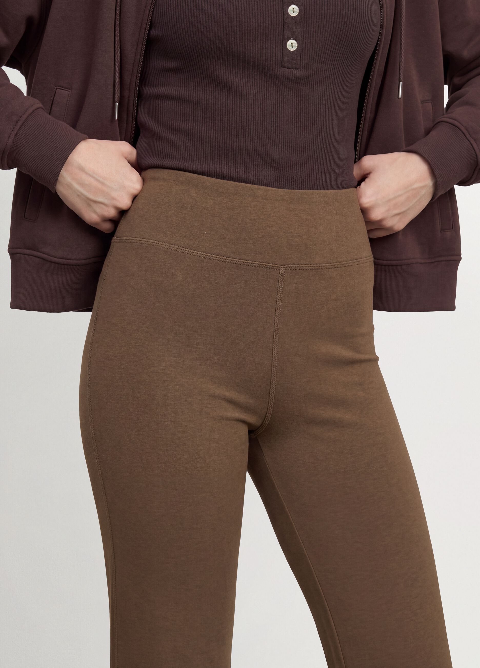 Brown flare-fit leggings in stretch viscose jersey