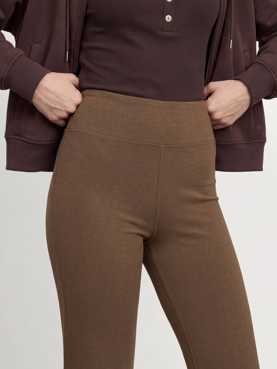 Brown flare-fit leggings in stretch viscose jersey_3