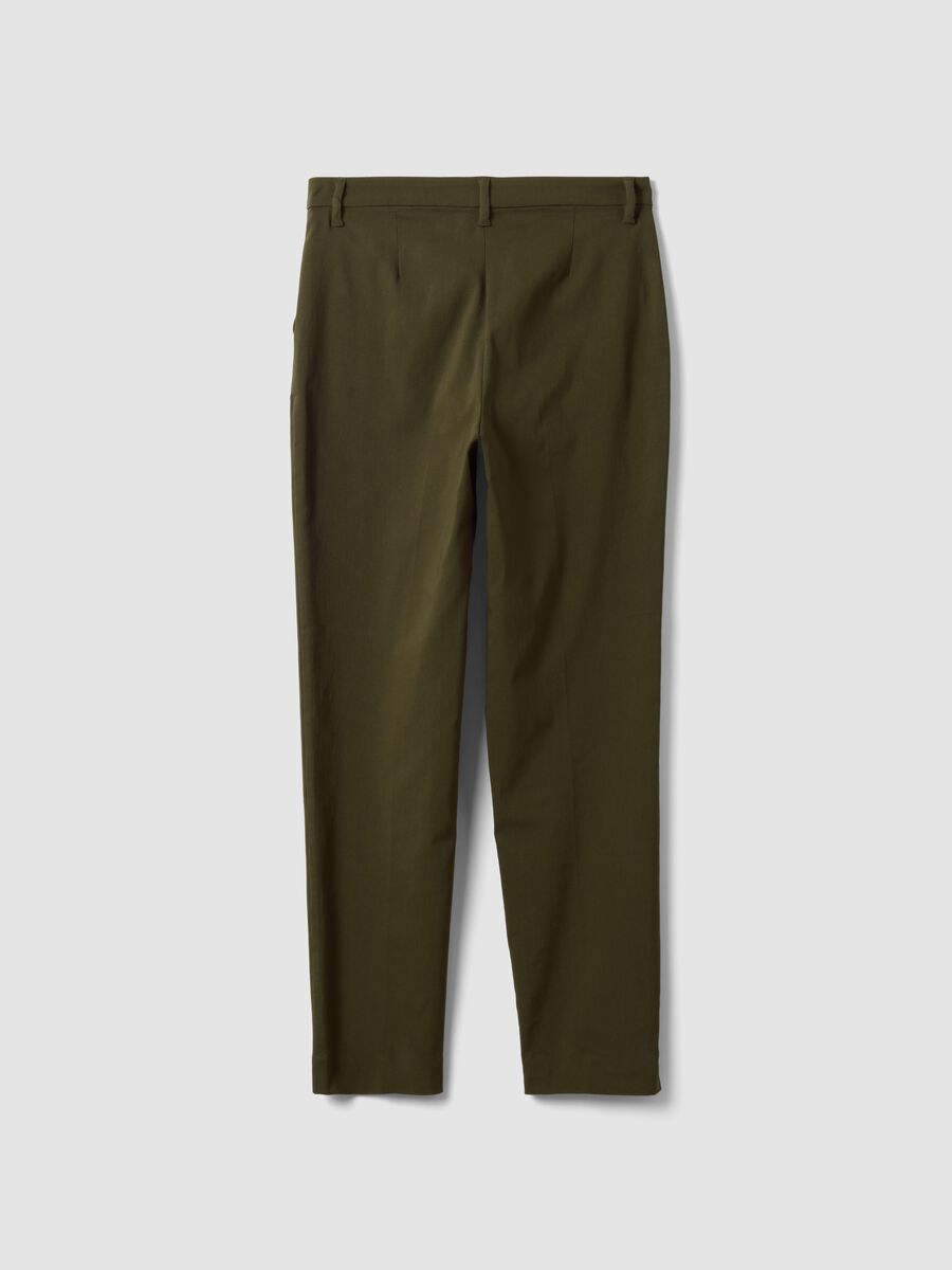 Green slim-fit stretch viscose chino trousers_6