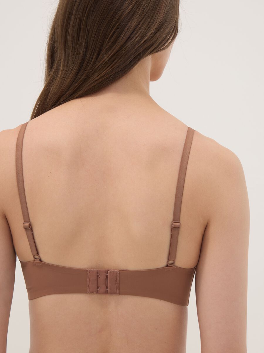 Brown padded triangle bra in stretch fabric_3