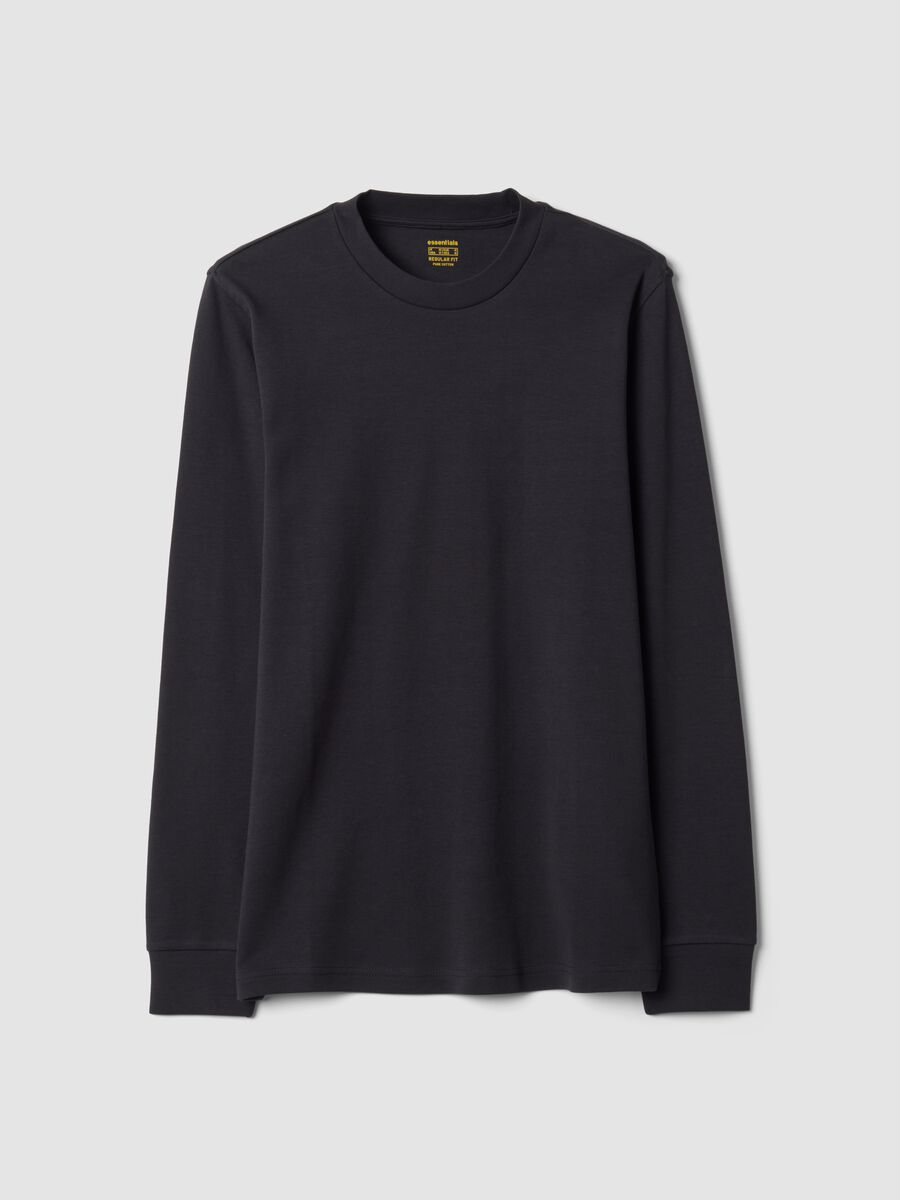 Grey pure cotton crew-neck T-shirt, regular fit_0