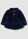 Giacca blu imbottita effetto peluche con zip_0